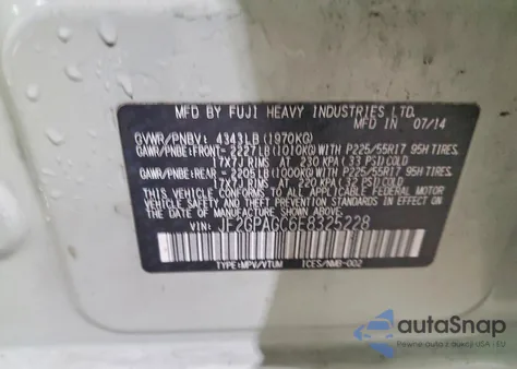 2014 Subaru Xv Crosstrek 2.0 Limited z USA, uszkodzony, nr VIN JF2GPAGC6E8325228